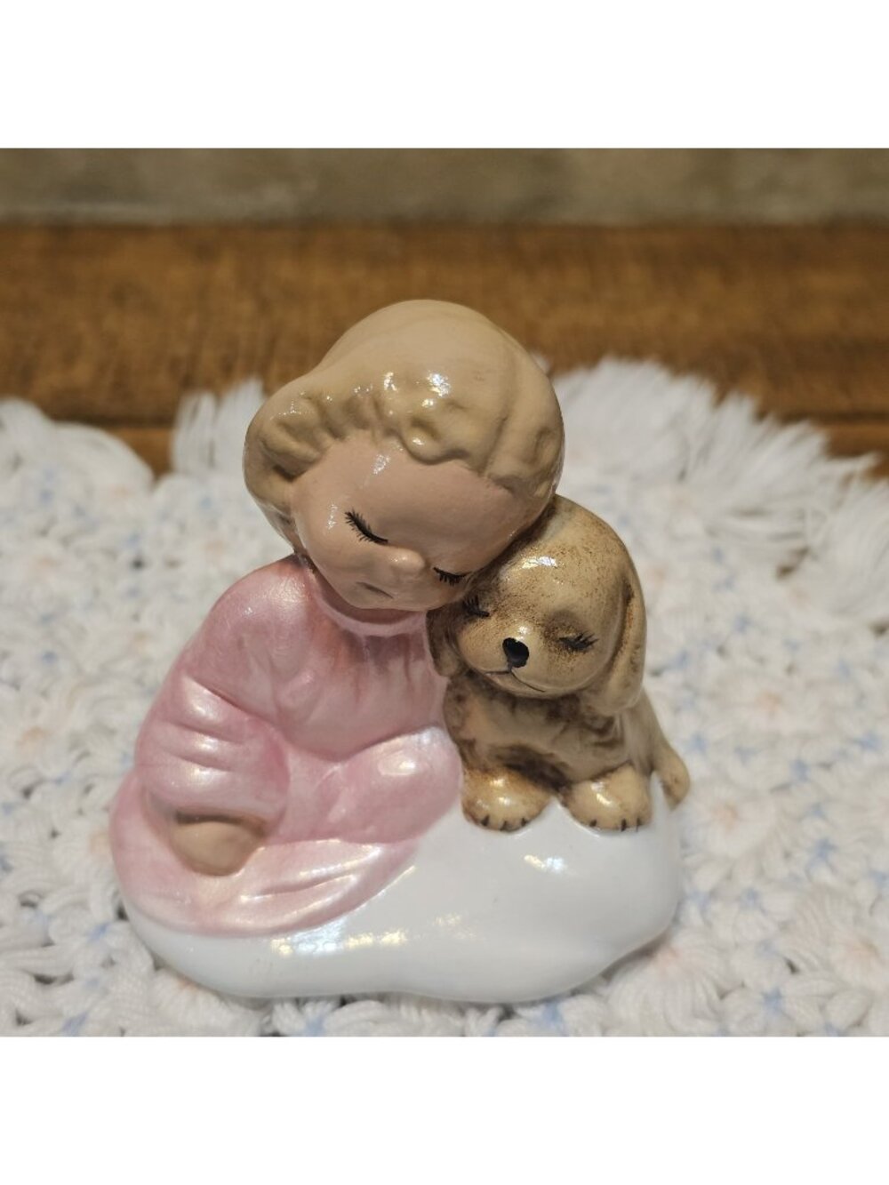 Vintage 1976 Duncan Enterprises Vintage CHILD WITH PUPPY DOG Figurine W/Girl